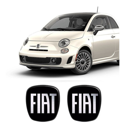 Acessórios Emblema Adesivo Black Piano Fiat 500 - Par