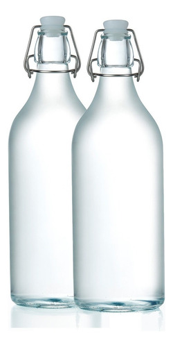 2 Botella Vidrio 1 Litro 34oz Tapa Tapon Hermetico Mecanico