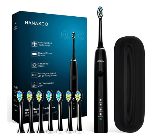 Hanasco Cepillo De Dientes Electrico Sonico Para Adultos, 4 