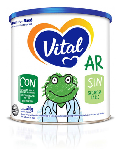 Leche de fórmula en polvo Nutricia Bagó Vital AR en lata de 1 de 400g - 0  a 6 meses