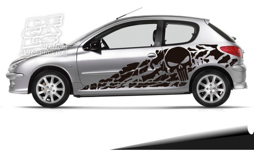 Calco Peugeot 206 Skull Decoracion Punisher Juego