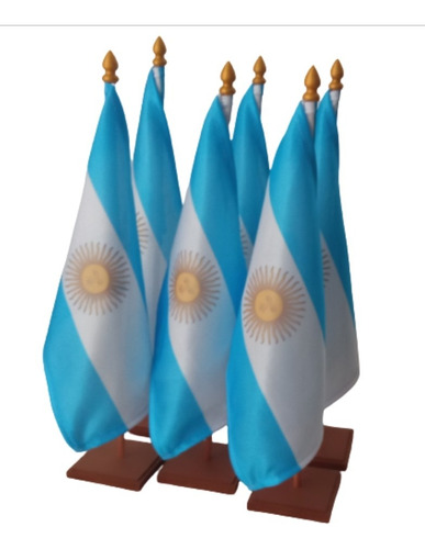 15 Banderas Argentina Mástil Base Madera Escritorio Souvenir