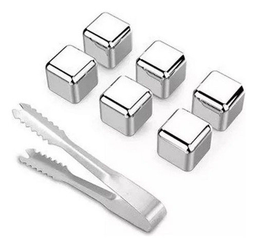 Cubitos Hielo Acero Inox Con Pinza 6 Unidades Reutilizables