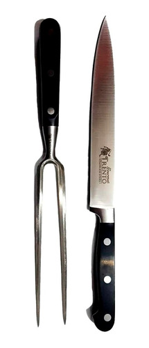 Set De Cuchillo Y Trinche Trento Para Asador Acero Inox