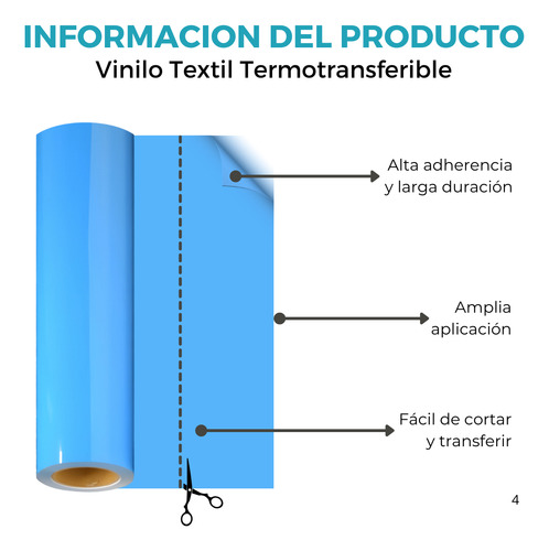 Vinilo Textil Termotransferible Rollo De 0.50x25 Mts Flex Pvc Color Azul Neon Espesor 220 Micrones Matte Pu Resistente Al Agua Marca Global Electronics