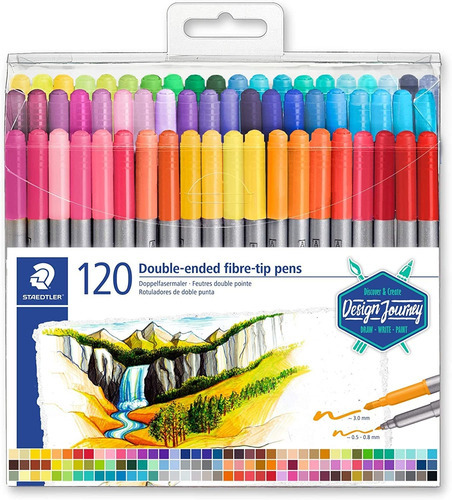 Plumón Marcador Staedtler Duo Color Doble Punta 120 Colores