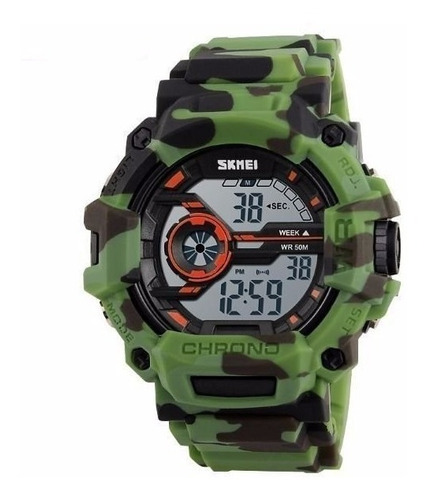 Relógio Masculino Skmei Digital 1233 Verde E Preto Militar