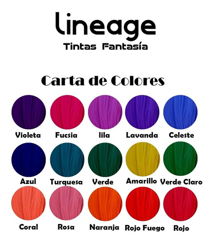 Tintas Colores Fantasía Lineage De 280ml / Semipermanente.