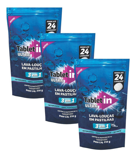 Detergente Para Lava-louças Tabletin - 3 Packs 24 Pastilhas