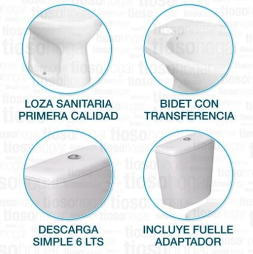 Imagen 5 de 9 de Juego Sanitarios Completo Deca Inodoro Mochila Bid Envio