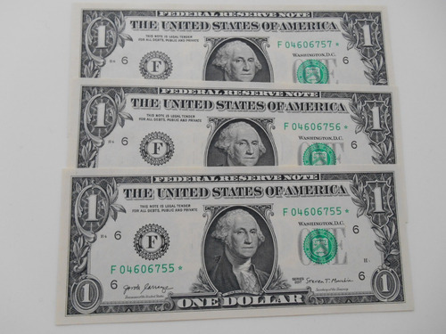 3x 1 Dolar N°s Seguidos + Com Asterisco Fe, Só Para Coleção (Usado)