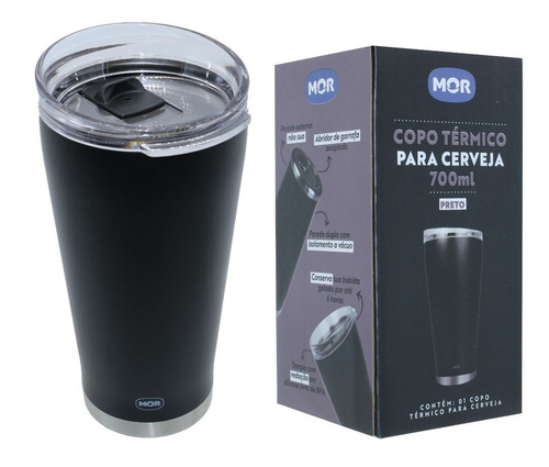 Copo Termico Cerveja Gelada Churrasco Ferias Praia Lazer Mor Cor Preto