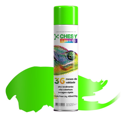 Tinta Spray Chesy Luminoso Verde 210g 400ml Chesiquimica
