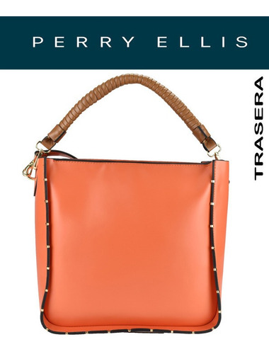 Imagen 3 de 5 de Bolsa Shoulder Marca Perry Ellis, Color Naranja, A01725