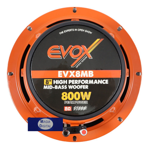Medio Bajo 8 Plg Evox Evx8mb 800w Openshow Alto Rendimiento Negro