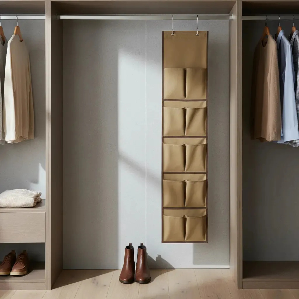 Organizador Sapatos Sapateira Vertical Atrás Porta 10 Bolsos Cor Marrom-claro
