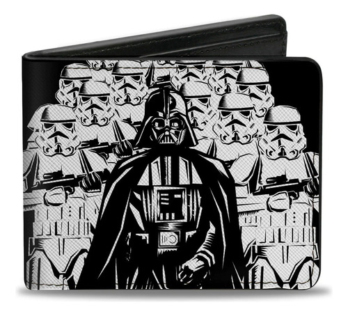 Cartera Darth Vader Y Stormtroopers Star Wars Color Negro