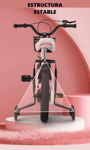 Bicicleta Plegable Resistente Compacta Rodada R12 Rueditas Color Rosa Tamaño del cuadro 12 "