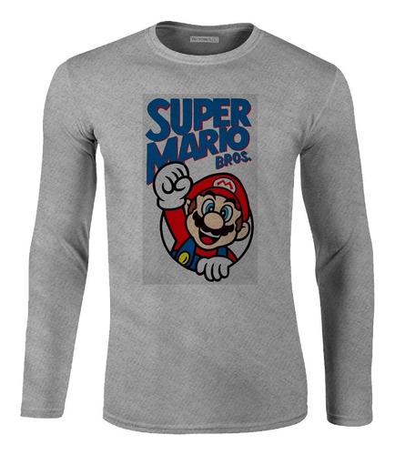Camiseta Manga Larga Super Mario Bros En Circulo Ikl