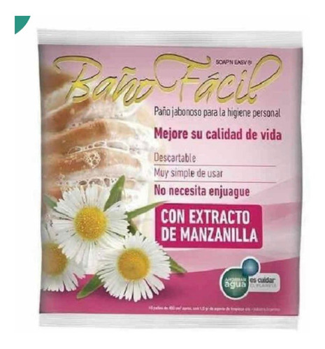 Baño Fácil Manzanilla Paño Jabonoso Sin Enjuague 10un.