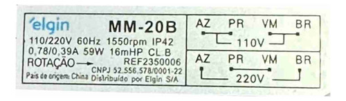 Micro Motor 1/25hp Elgin Mm20b Bivolt