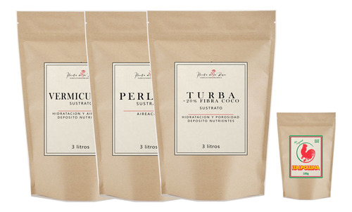 Perlita + Turba C/fibra Coco + Vermiculita + Abono Orgánico