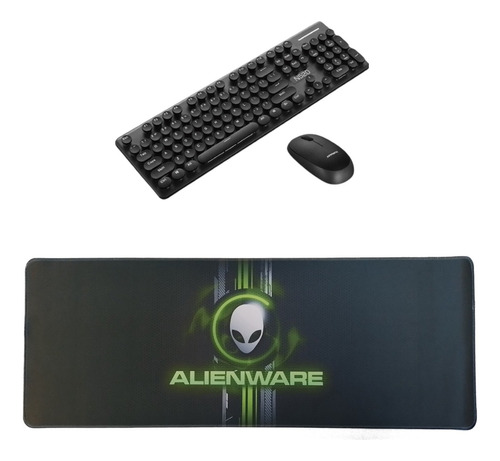 Teclado Y Mouse Inalambrico + Mouse Pad Alienware Premium
