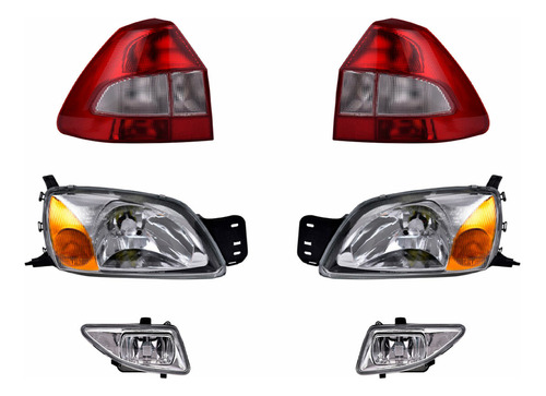 Paq Calaveras Y 4 Faros P/ Ford Ikon 2004/2006 Depo