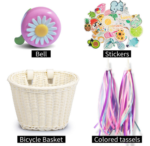 Cesta De Bicicleta For Niños, Timbre De Bicicleta, Borla, K
