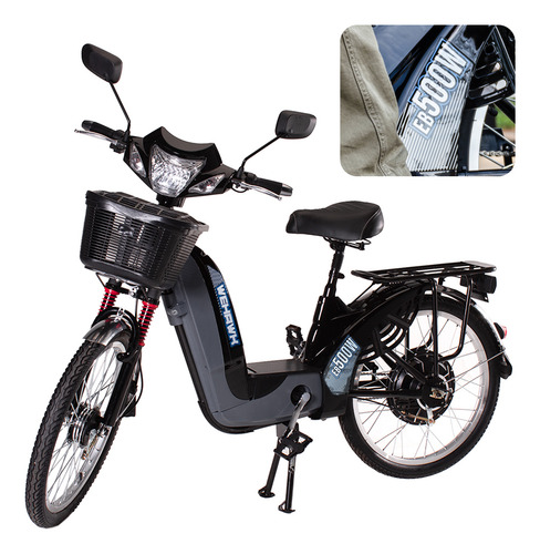 Bicicleta Elétrica 500w Sb500 Wehawk Autonomia 40km Cor Preto