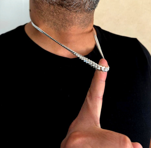 Cadena Plata Italiana 925 Modelo Cubana 6 Mm - Collar Hombre