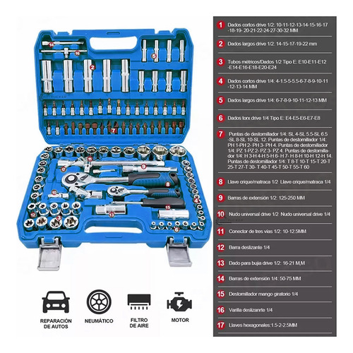 Juego De Herramientas Autocle 108 Pz Con Estuche Dados