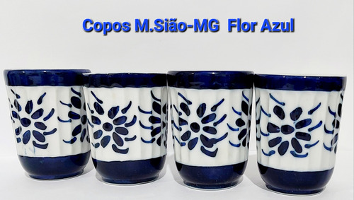 Kit 04 Copos Monte Sião Mg Flor Azul - 180 Ml