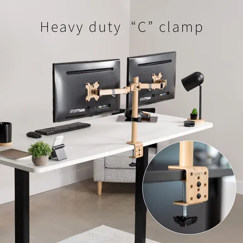 Soporte De Escritorio Para Doble Monitor Vivo Stand-v002-wd