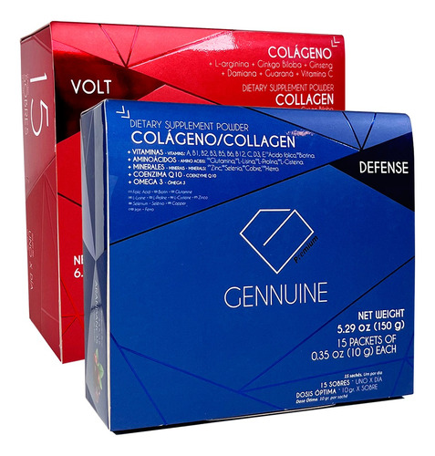1 Mes - Gennuine (1 Volt Y 1 Defense) Colágeno + 27 Activos