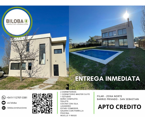 Casa En Venta Con Lote A Laguna 2 Pisos En San Sebastián Apto Credito - Pilar- Barrio Privado