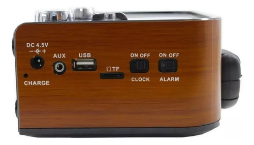 Caixa De Som Retrô Bluetooth Am/fm/sw Usb Sd Relógio Le-643 Cor