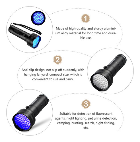 Lanterna De 51 Leds Luz Preta Luz Uv Lanterna Luz Negra