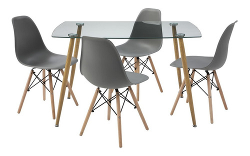 Mesa De Comedor De Cristal Templado Con 4 Sillas Sarpsborg G