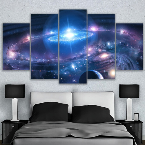 5 Cuadros Canvas Espacio Universo Galaxia 150x84