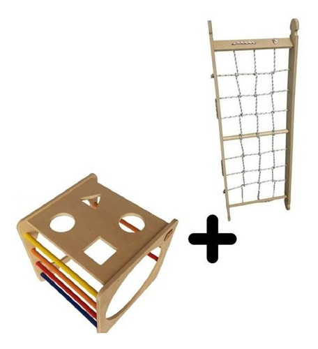 Cubo + Trepador Con Sogas - Montessori - Pikler