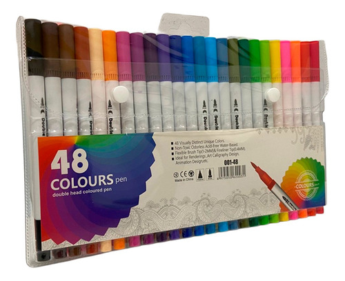 Livro De Colorir Bobbie Goods Capa Dura 50 Páginas De Desenhos Azul Menino 50 Desenhos + Estojo 48 Canetinhas Ponta Dupla