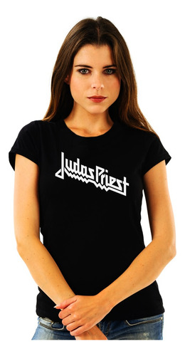 Polera Mujer Judas Priest Logo Clasico Metal Impresión Direc