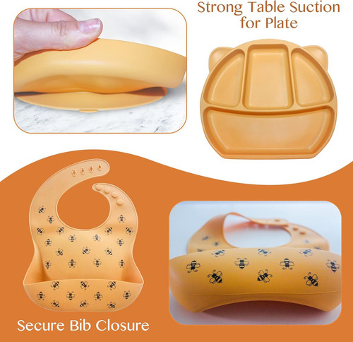 Set Bebés Startotz Plato Antideslizante Cubiertos Y Babero