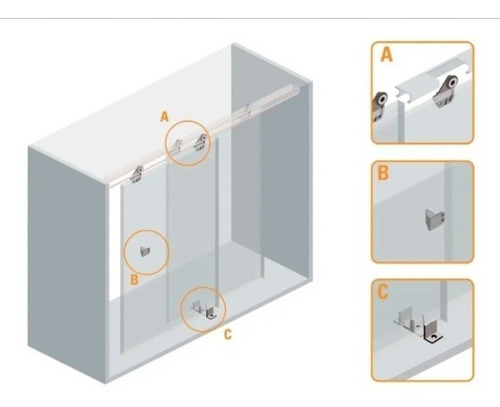 4 Riel U20 1.20 Mts + 4 Kit Carro C/ Rod Corred P/ Clósets