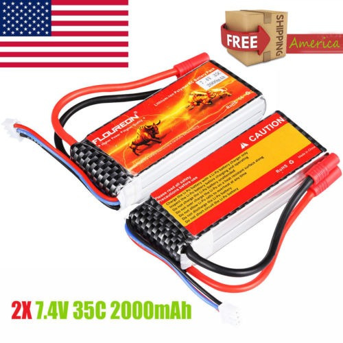 Batería De Lipo De Enchufe 2 X 2s 7.4v 2000mah De 35 C Pláta