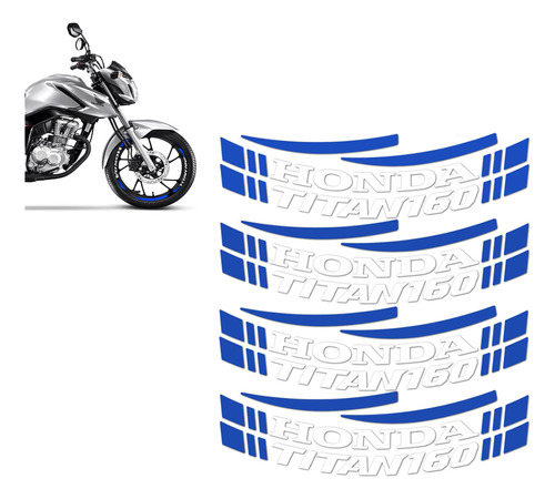 Adesivo Aplique Roda Moto Honda Cg Titan 160 Azul - Genérico