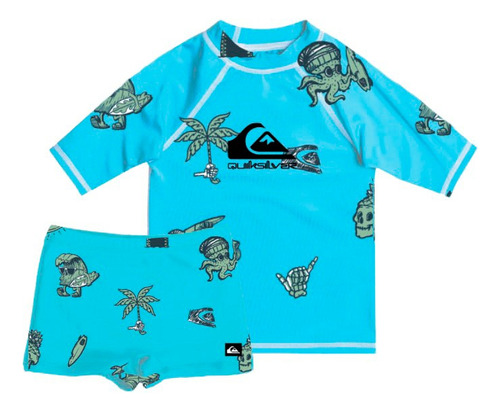 Conjunto Remera Short Lycra Niños Quiksilver Nono Surf Day