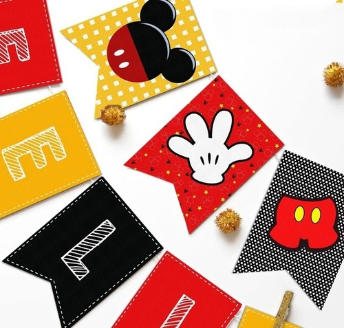 Banderín Personalizado Para Cumpleaños Mickey Mouse.