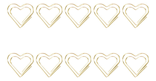 Clips De Papel De Metal Con Forma De Corazón Dorado, 20 Piez